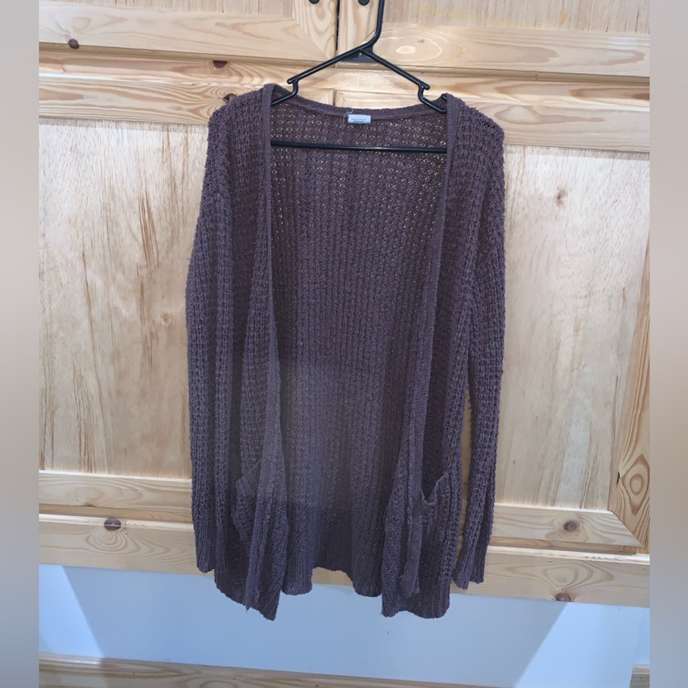 Essentials by full tilt brown crochet minimalist bolero sweater size L